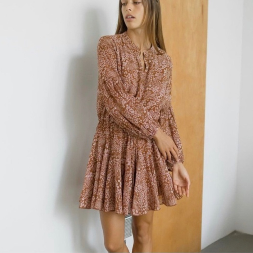 NWT Aakaa Brown Floral Dress